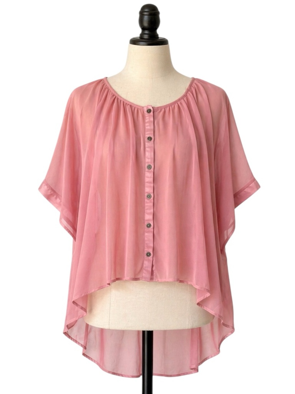 Womens Sheer Flowy‎ Fairy Top Size Large Ethereal Whimsical Feminine Pink